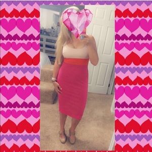 Donna Morgan Scoop Neck Color block Dress